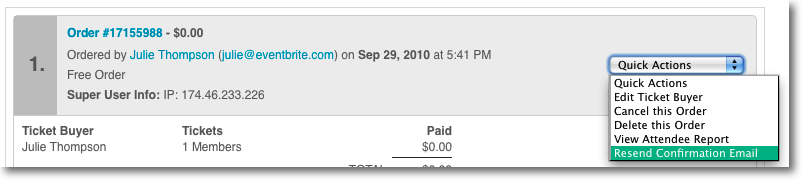 How to resend the order confirmation email